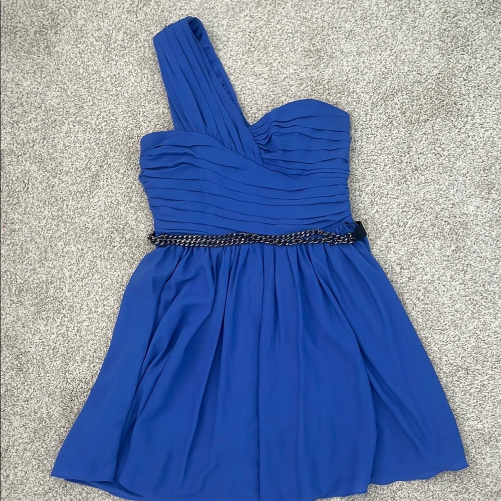 Elegant Blue One-Shoulder Dress